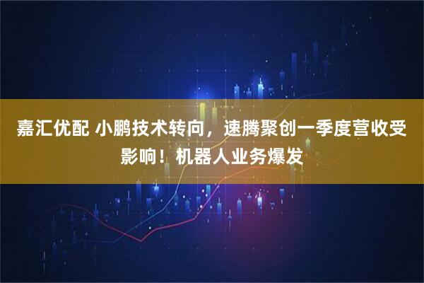 嘉汇优配 小鹏技术转向，速腾聚创一季度营收受影响！机器人业务爆发