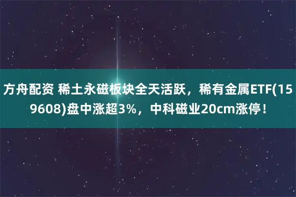 方舟配资 稀土永磁板块全天活跃，稀有金属ETF(159608)盘中涨超3%，中科磁业20cm涨停！