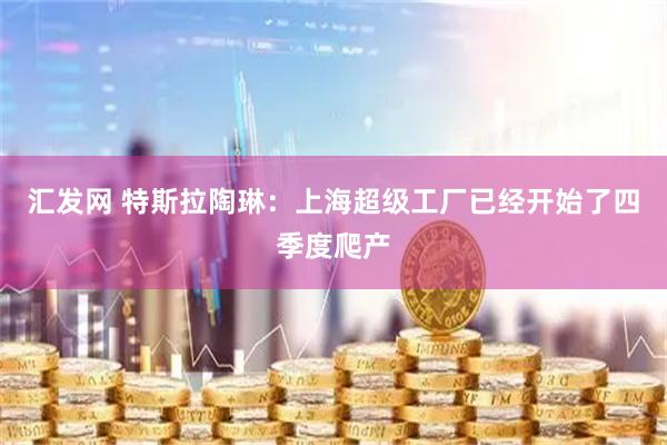 汇发网 特斯拉陶琳：上海超级工厂已经开始了四季度爬产